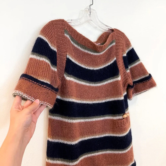 Calypso St Barth Mohair Blend Striped Short Sleeve Preppy Designer Knit Sweater - Picture 3 of 8